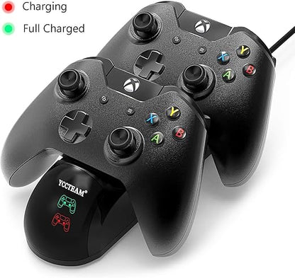 Xbox Controller Charger for Xbox One/One X/One S,Dual Slot Xbox One Charging Station dock with 2 x 1200mAh Rechargeable Battery Packs (NOT for Xbox Series X/S controller)