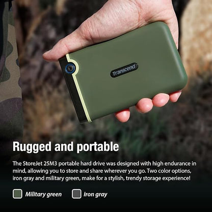 Transcend StoreJet 25M3 2TB Rugged Portable Hard Drive, Military Grade