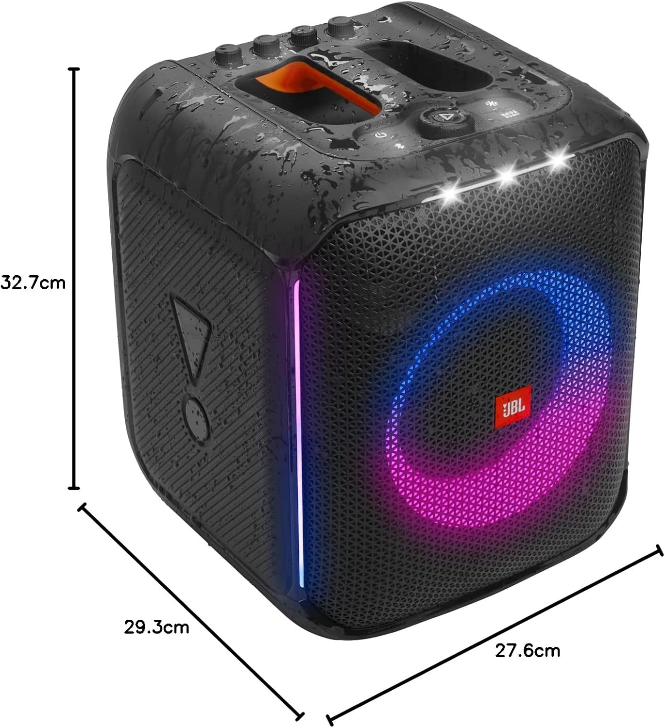JBL Partybox Encore Portable Party Speaker with Digital Wireless Mic, 100W Powerful Sound, Dynamic Light Show, IPX Splash Proof, 10 Hours of Playtime, Multisource Playback - Black, JBLPBENCORE1MICUK - T