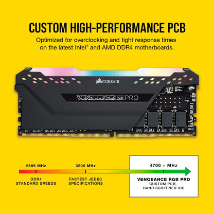 Corsair Vengeance RGB PRO 16GB (2x8GB) DDR4 3200MHz C16 LED Desktop Memory - Black - T