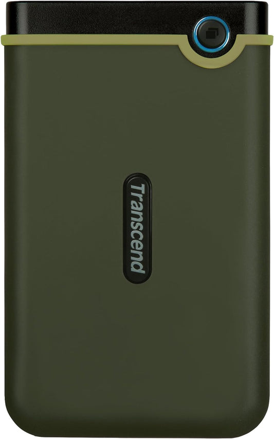 Transcend 2 TB Rugged Portable Hard Drive - Shock Resistant USB 3.1 Gen 1 StoreJet Military Green - TS2TSJ25M3G