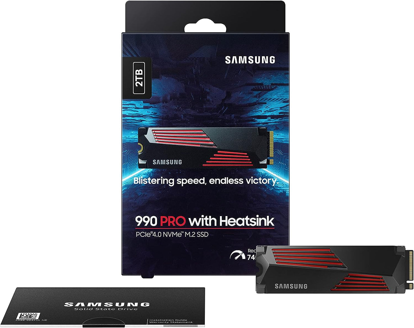 SAMSUNG 990 PRO w/Heatsink SSD 2TB, PCIe Gen4 M.2 2280 Internal Solid State Hard Drive, Seq. Read Speeds Up To 7,450MB/s for High End Computing, Workstations, Compatible w/PlayStation 5, MZ-V9P2T0CW