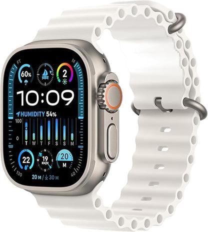 Apple Watch Ultra 2 [GPS + Cellular 49mm] Smartwatch with Rugged Titanium Case & Blue Ocean Band One Size.