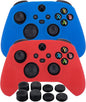 MXRC Silicone Rubber Cover Skin case Anti-Slip Customize Camouflage for Xbox Series X/S Controller x 2(Red+Blue) + FPS PRO Extra Height Thumb Grips x 8 - T