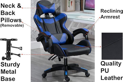 Yalla Office Gaming Chair Pc Computer Chair For Gaming, For Office, For Students Ergonomic Lumbar Back Support Pain Relief (Black & Blue), 808Blunfr