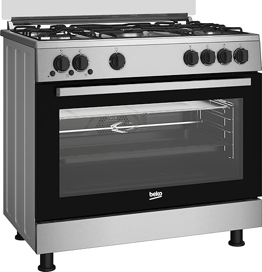 Beko FreeStanding Gas Cooker - 90 cm - 5 burners - Gas Grill - stainless steel - Cooling And Cooking Fan - enamelled holder- Turkey - GGR 15115DX NE - T