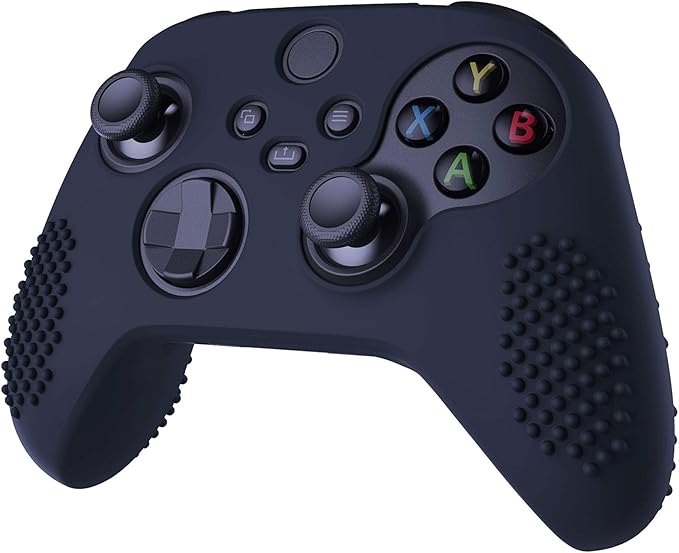 eXtremeRate PlayVital Midnight Blue 3D Studded Edition Anti-slip Silicone Cover Skin for Xbox Series X Controller, Soft Rubber Case Protector for Xbox Series S Controller with 6 Black Thumb Grip Caps - T
