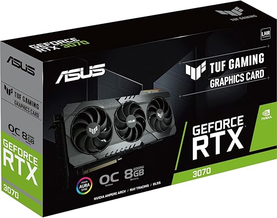 ASUS TUF Gaming NVIDIA GeForce RTX 3070 V2 OC Edition Graphics Card (PCIe 4.0, 8GB GDDR6, LHR, HDMI 2.1, DisplayPort 1.4a, Dual Ball Fan Bearings, Military-Grade Certification, GPU Tweak II)