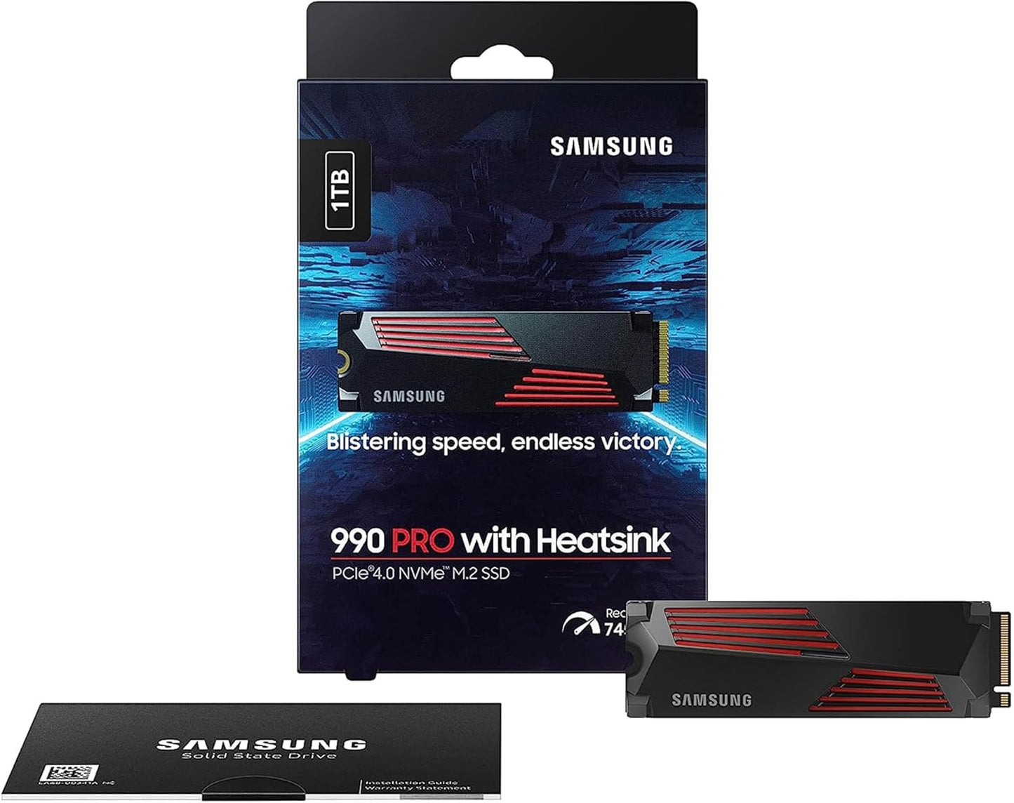 Samsung 990 PRO Heatsink 1TB PCIe 4.0 (up to 7,450MB/s) NVMe M.2 (2280) Internal Solid State Drive (SSD) (MZ-V9P1T0CW)