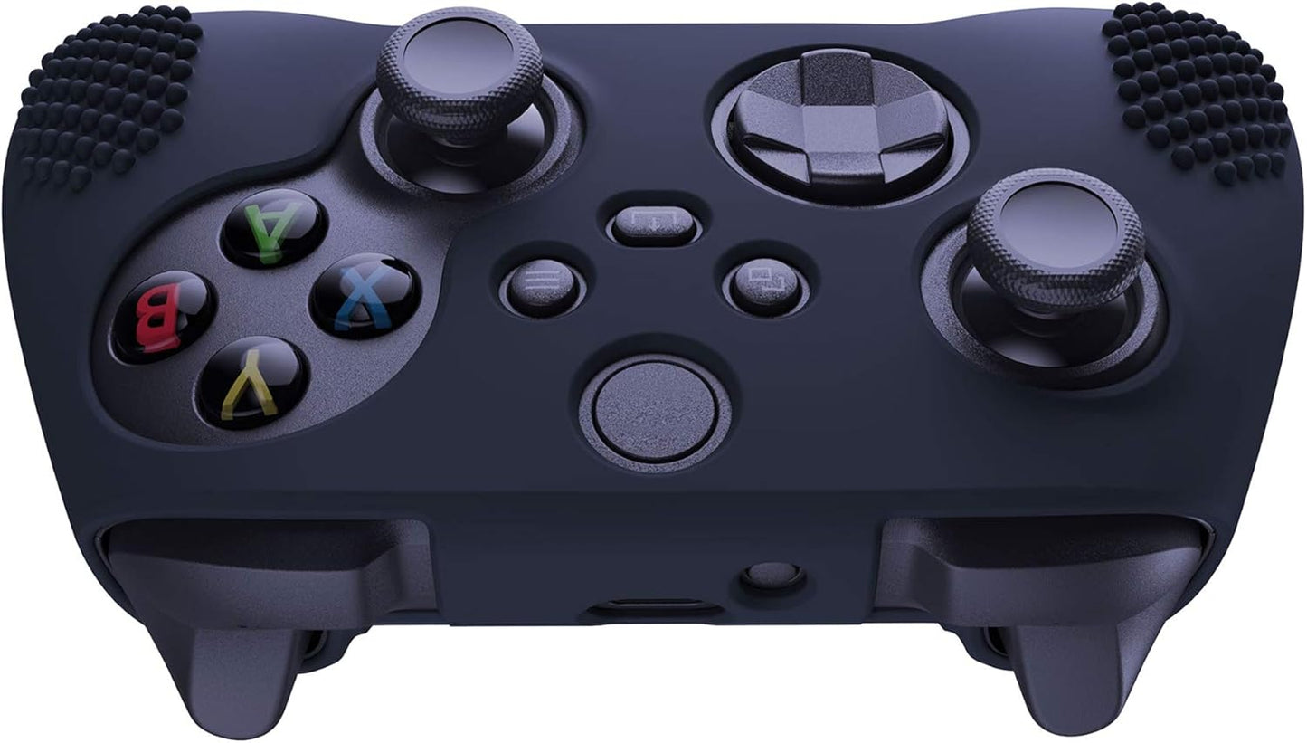 eXtremeRate PlayVital Midnight Blue 3D Studded Edition Anti-slip Silicone Cover Skin for Xbox Series X Controller, Soft Rubber Case Protector for Xbox Series S Controller with 6 Black Thumb Grip Caps - T