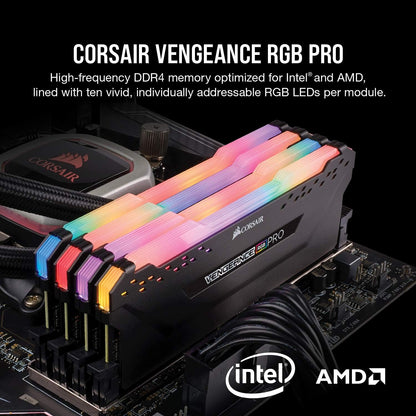 Corsair Vengeance RGB PRO 16GB (2x8GB) DDR4 3200MHz C16 LED Desktop Memory - Black - T