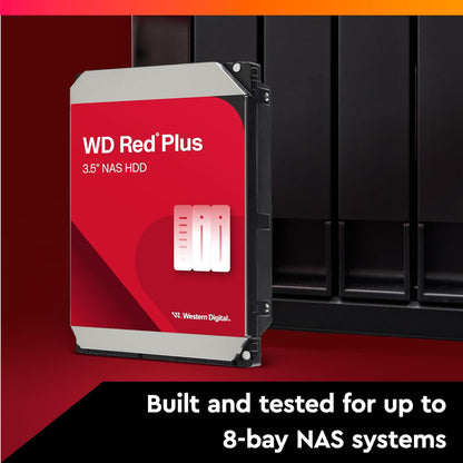 Western Digital 4TB WD Red Plus NAS Internal Hard Drive HDD - 5400 RPM, SATA 6 Gb/s, CMR, 256 MB Cache, 3.5" -WD40EFPX