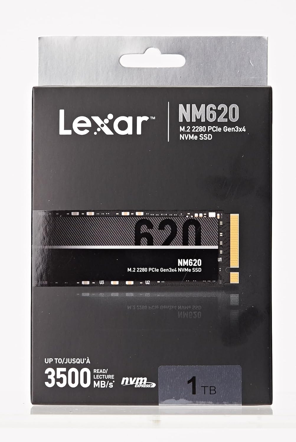 Lexar NM620 1TB SSD, M.2 2280 PCIe Gen3x4 NVMe 1.4 Internal SSD, Up to 3500MB/s Read, 3000MB/s Write, 3D NAND Flash Internal Solid State Drive for PC Enthusiasts and Gamers (LNM620X001T-RNNNG)