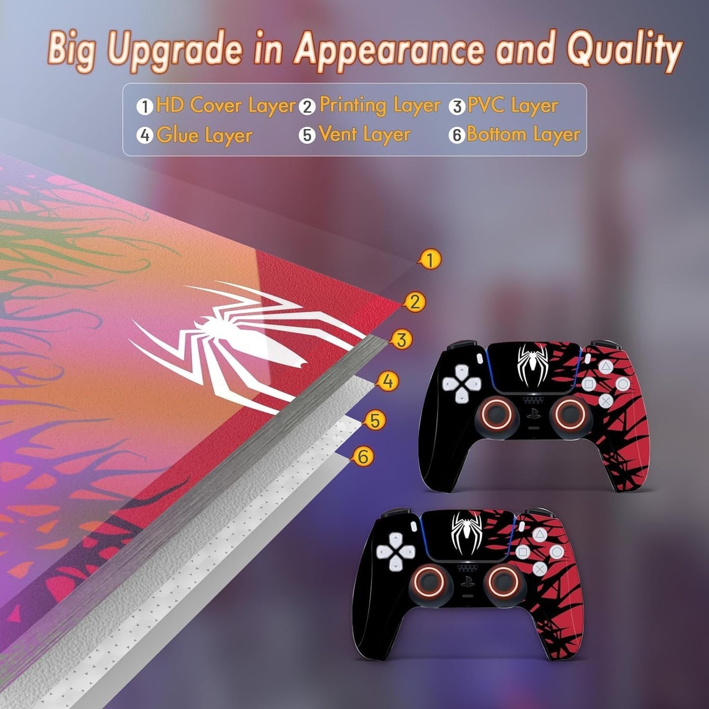 Skin for PlayStation 5 Slim Disc Version, Sticker for PS5 Vinyl Decal Cover for Playstation 5 Controller, Full Wrap Skin Protective Film Sticker Compatible with PS5 Slim Disk Edition - T