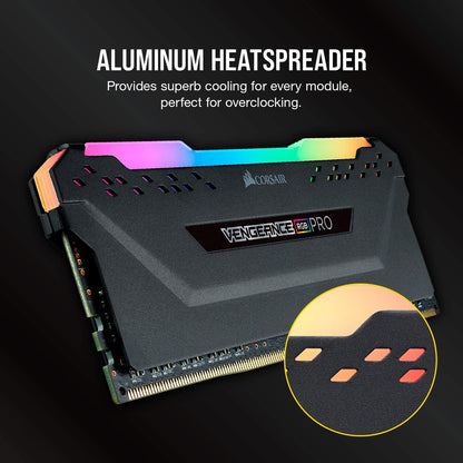 Corsair Vengeance RGB PRO 16GB (2x8GB) DDR4 3200MHz C16 LED Desktop Memory - Black - T