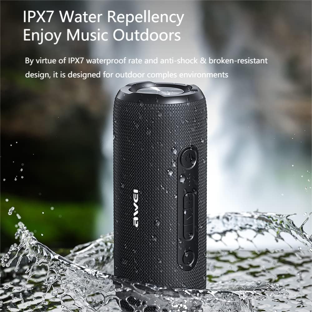 AWEI Y669 Portable Bluetooth Speakers: Wireless, Waterproof Outdoor Speakers, Best Bluetooth Speaker for Beach, Camping, and Hiking - Boombox Quality