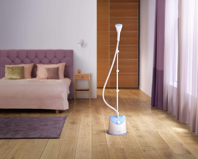 Philips Standing Garment Steamer - Steam Flow of 32 Grams per minute - 1600W - Water tank capacity 1.4 Litre - 50/60Hz - Easy Touch/Blue GC482/26