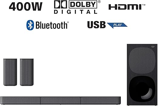 Sony HT-S20R 5.1Ch 400W Real Surround Soundbar with Dolby Digital Bluetooth Connectivity For Music Streaming Home Cinema System
