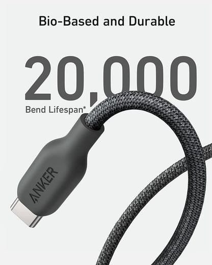 Anker USB C to C Charger Cable (240W, 6ft), Bio-Braided for iPhone 15/15 Plus/ 15 Pro/ 15 Pro Max, MacBook Pro 2020, iPad Pro 2020, iPad Air 4, Samsung Galaxy S23 (Phantom Black)