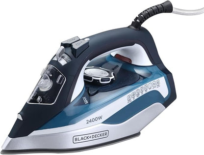 Black+Decker Steam Iron Ceramic Soleplate With Anti-Drip, Anti-Calc, Auto Shut-Off, 2400 Watts – International Warranty – X2150-B5