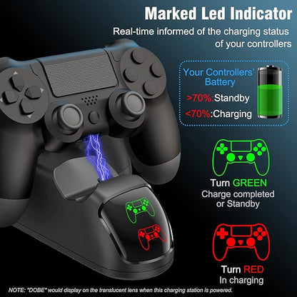 PS4 Controller Charger, PS4 Charging Dock Station for Playstation 4, DualShock 4 PS4 Controller Charger, USB Dobe PS4 Controller Charging Station for Playstation 4/ PS4 Slim / PS4 Pro/PS4 Controller - T