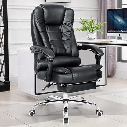 Blisswood Executive Office Chair With Footrest & Lumbar Support Ergonomic Recliner Computer Desk Chair Adjustable Back Rest Heavy Duty 360° Swivel Gaming Chair Black for Home Office (Black)