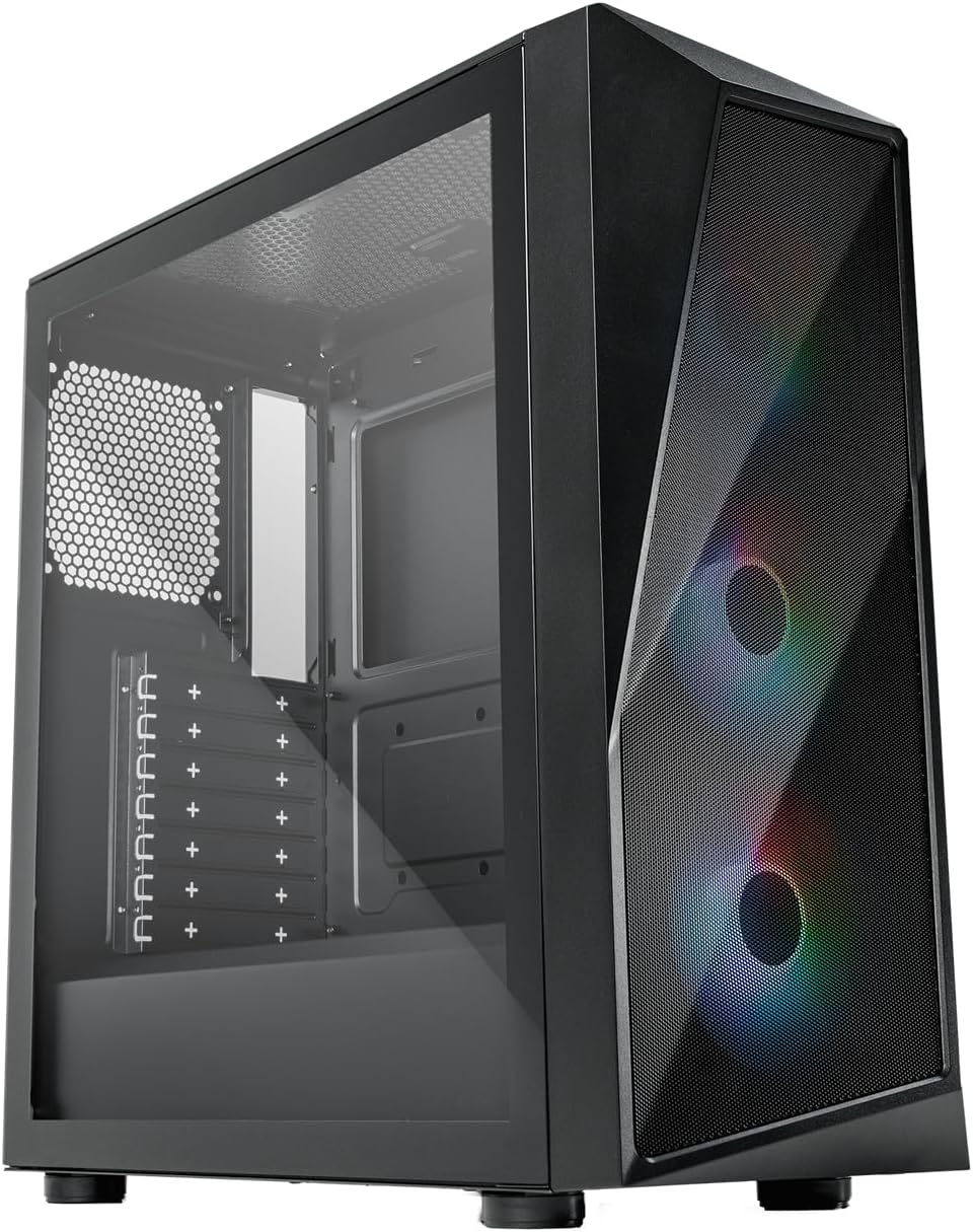 Cooler Master CMP 520 PC Case - Mid-Tower ATX Chassis with Mesh Geode Front Intake, 3 x 120mm ARGB Fans, Tempered Glass Side Panel, Versatile Cooling & Component Support, Breathable PSU Shroud