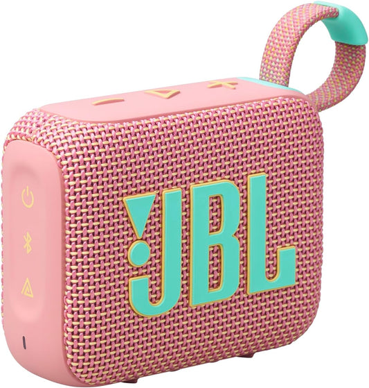 JBL Go 4 - Ultra-Portable, Waterproof and Dustproof Bluetooth Speaker, Big Pro Sound with Punchy bass, 7-Hour Built-in Battery, Made in Part with Recycled Materials (Pink)