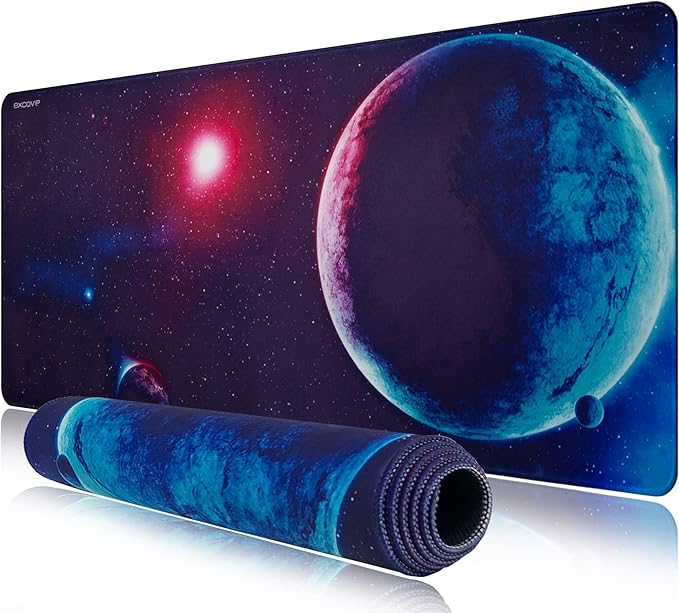 EXCOVIP Extended Gaming Mouse Pad XXL,Anti-Skid Mousepad Large Keyboard Mouse Pad Desk Mat with Stitched Edges (900x400mm,Star) 7754