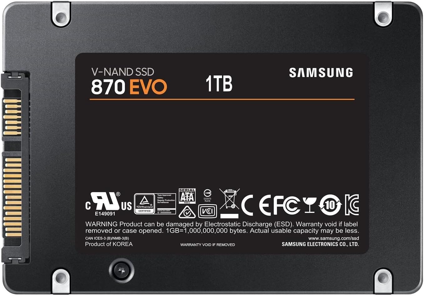 Samsung SSD 870 EVO, 1 TB, Form Factor 2.5 and rdquo;, Intelligent Turbo Write, Magician 6 Software, Black (Internal SSD)