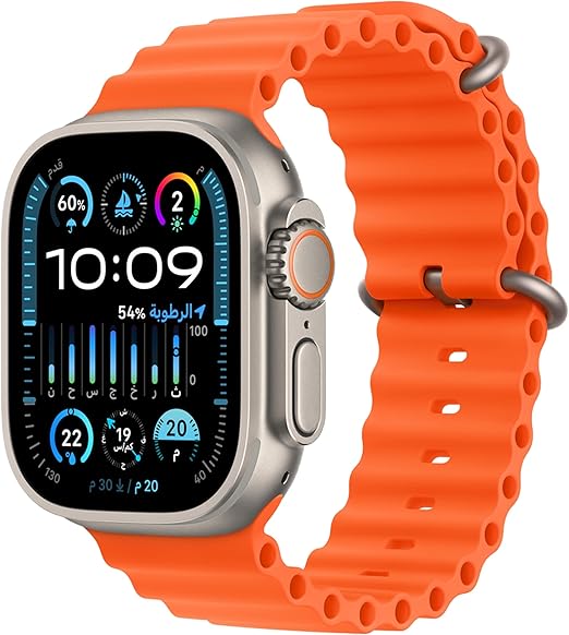 New Apple Watch Ultra 2 [GPS + Cellular 49mm] Smartwatch with Rugged Titanium Case & Orange Ocean Band One Size. - T