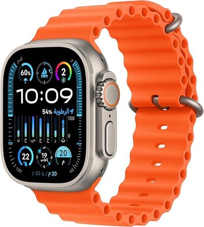 New Apple Watch Ultra 2 [GPS + Cellular 49mm] Smartwatch with Rugged Titanium Case & Orange Ocean Band One Size. - T