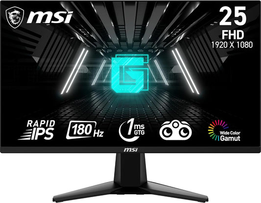 MSI G255F 25 inch, FHD 1920x1080, 180Hz Refresh rate, 1ms(GtG) response time Rapid IPS panel, Built with Adaptive-sync technology