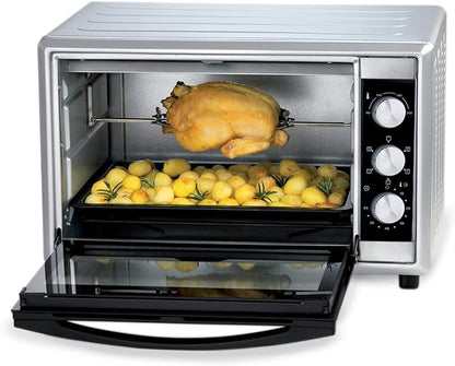 KENWOOD 45L Toaster Oven - Oven Toaster Grill Large Capacity Double Glass Door Multifunctional with Rotisserie and Convection Function for Grilling, Toasting, Broiling, Baking, Defrosting MOM45 Silver