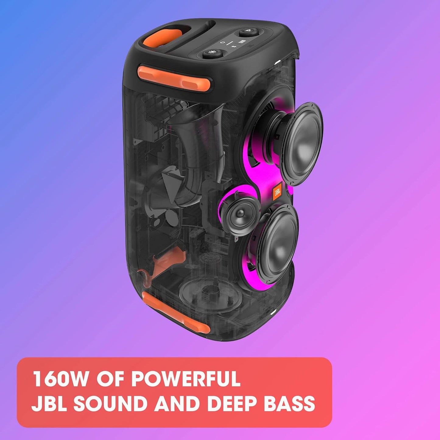 JBL Partybox 110 Portable Party Speaker with 160W Powerful Sound, Built-In Lights and Splashproof Design