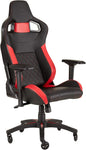 Corsair t1 race, faux leather racing gaming office chair, easy assembly, ergonomic swivel, adjustable height and 4d armrests, comfortable with recliner, black/red