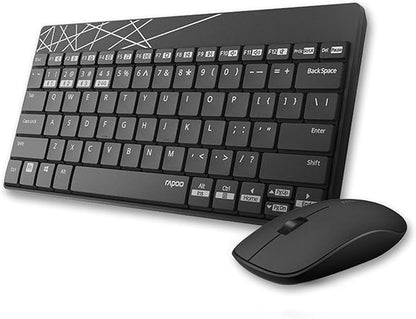 Rapoo 8000M Multi-Mode Keyboard and Mouse Set Bluetooth 3.0/4.0 Wireless 2.4 GHz 1300 DPI Combo- Black