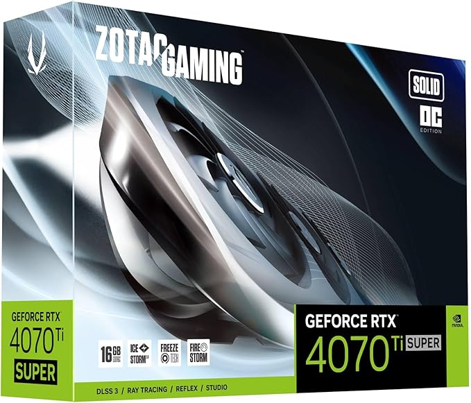 ZOTAC Gaming GeForce RTX 4070 Ti Super Solid OC DLSS 3 16GB GDDR6X 256-bit 21Gbps PCIE 4.0 Gaming Graphics Card, IceStorm 2.0 Advanced Cooling, ZT-D40730RC-10P - T
