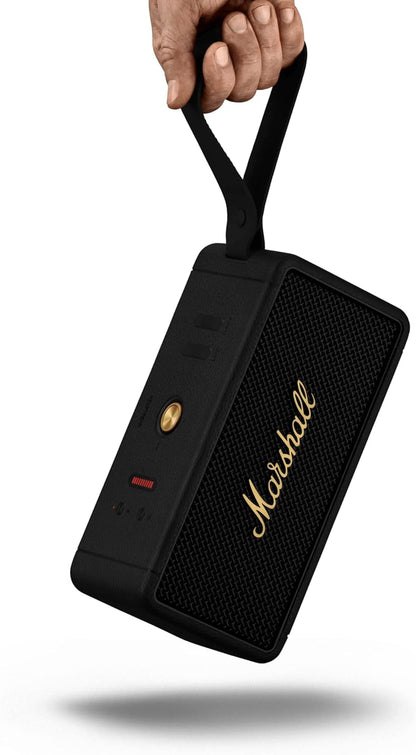 Marshall Middleton Wireless Portable Bluetooth Speaker, Over 20 Hours Portable Playtime, Waterproof IP67 - Black & Brass - T