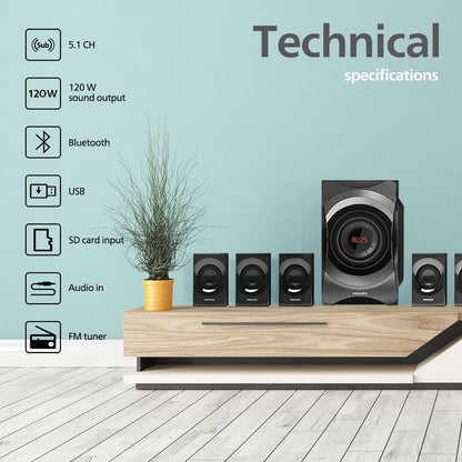 Philips SPA8000B Bluetooth Speakers, Black - T