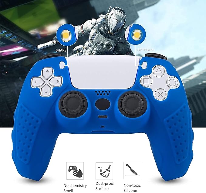 Anti-Slip Silicone Skin Protective Cover for Playstation 5 Dual Sense Wireless Controller - Blue