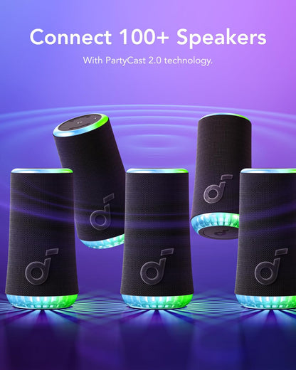 soundcore Glow Portable Speaker with 30W 360° Sound, Synchronized Radiant Light, 18H Playback, Customizable EQ and Light Show, and IP67 Waterproof