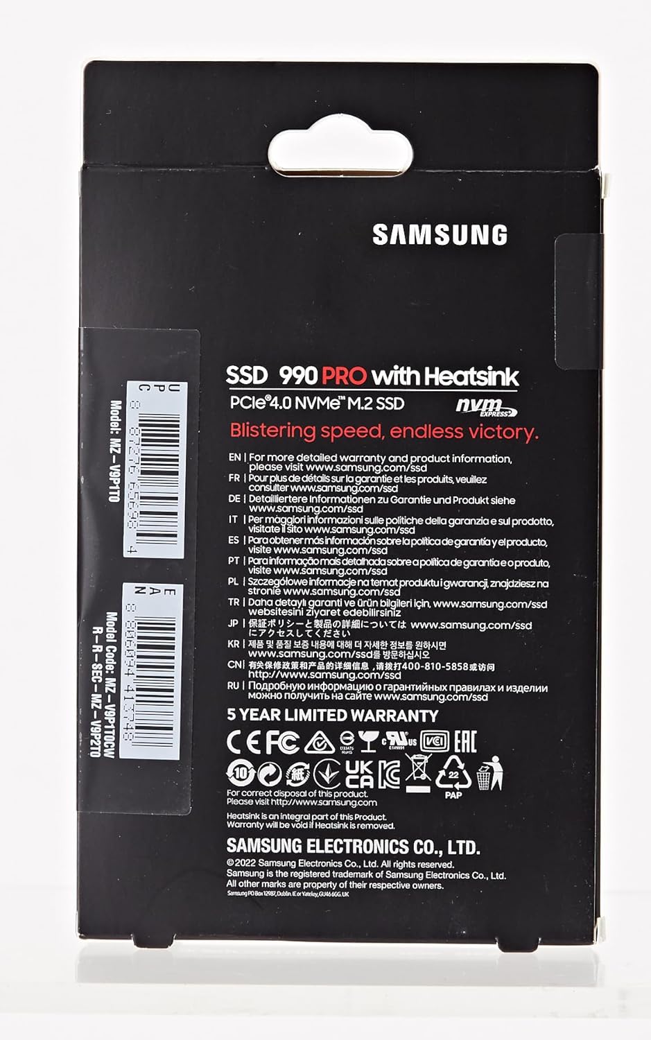 Samsung 990 PRO Heatsink 1TB PCIe 4.0 (up to 7,450MB/s) NVMe M.2 (2280) Internal Solid State Drive (SSD) (MZ-V9P1T0CW)