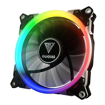 GAMDIAS Aeolus M1 1401 RGB Case Fan 140 MM - Compatible with All PC System - Anti-Vibration System - Rifle Bearing - 30 Lighting Effects Including White Light, Neon-Flex RGB, Multi-color, and LED off