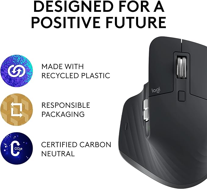 Logitech MX Master 3S - Wireless Performance Mouse with Ultra-Fast Scrolling, Ergo, 8K DPI, Track on Glass, Quiet Clicks, USB-C, Bluetooth, Windows, Linux, Chrome-Graphite