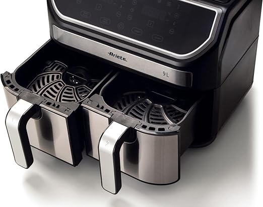 Ariete 4625 Air Fryer 9L – 11 Preset Programs, Digital Display, Dishwasher Safe Dual Basket, Rapid Air Technology, Adjustable Temperature from 80°C-200°C - T