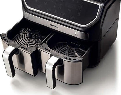 Ariete 4625 Air Fryer 9L – 11 Preset Programs, Digital Display, Dishwasher Safe Dual Basket, Rapid Air Technology, Adjustable Temperature from 80°C-200°C - T