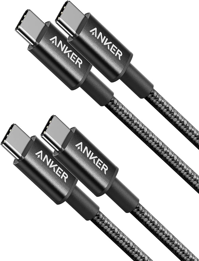 Anker Charger Cable, New Nylon USB C to USB C Cable (3.3ft, 2Pack)Type C 60W(3A) for iPhone 15 / 15Pro/ 15Plus/ 15ProMax, iPad Mini 6/ Pro 2021, iPad Air 4, MacBook Pro 2020, Samsung Galaxy S23,Switch