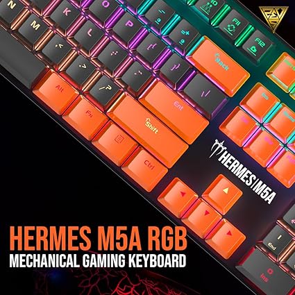 Gamdias Hermes M5A Wired Mechanical Gaming Keyboard with Multi Colors backlights, Aluminum Bezel, Anti-ghosting Keys and N-Key Rollover (Blue Mechanical Switch)