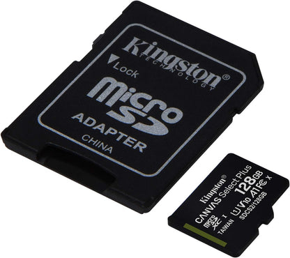 kingston 128GB micSDXC Canvas Select Plus 100R A1 C10 Card + ADP, SDCS2/128GB, black